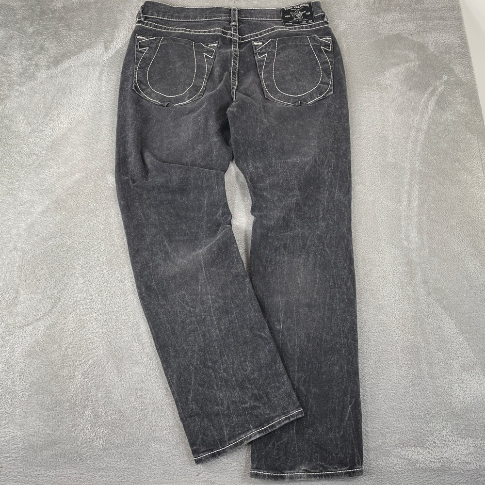 True Religion Ricky Jeans Mens 36x32 Black Acid Wash Relaxed Straight Y2K Grunge